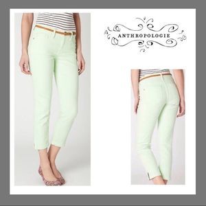Anthropologie Stet Lime Green Slit Ankle Jeans 26
